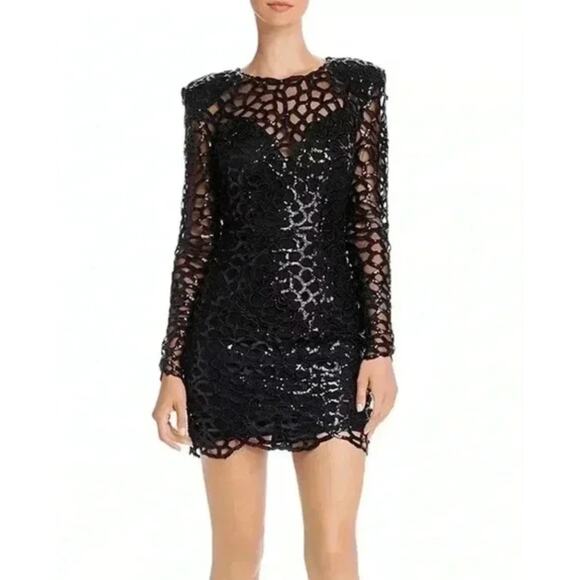 Bronx and Banco Spider Sequined Mini Black Dress, Size XS - Picture 1 of 14